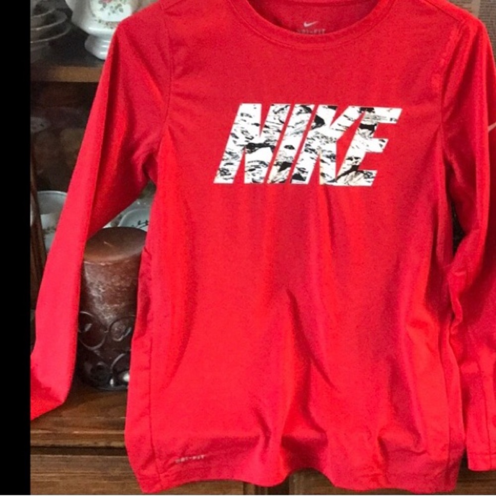 Youth Large Nike red long sleeve shirt Dri-fit material